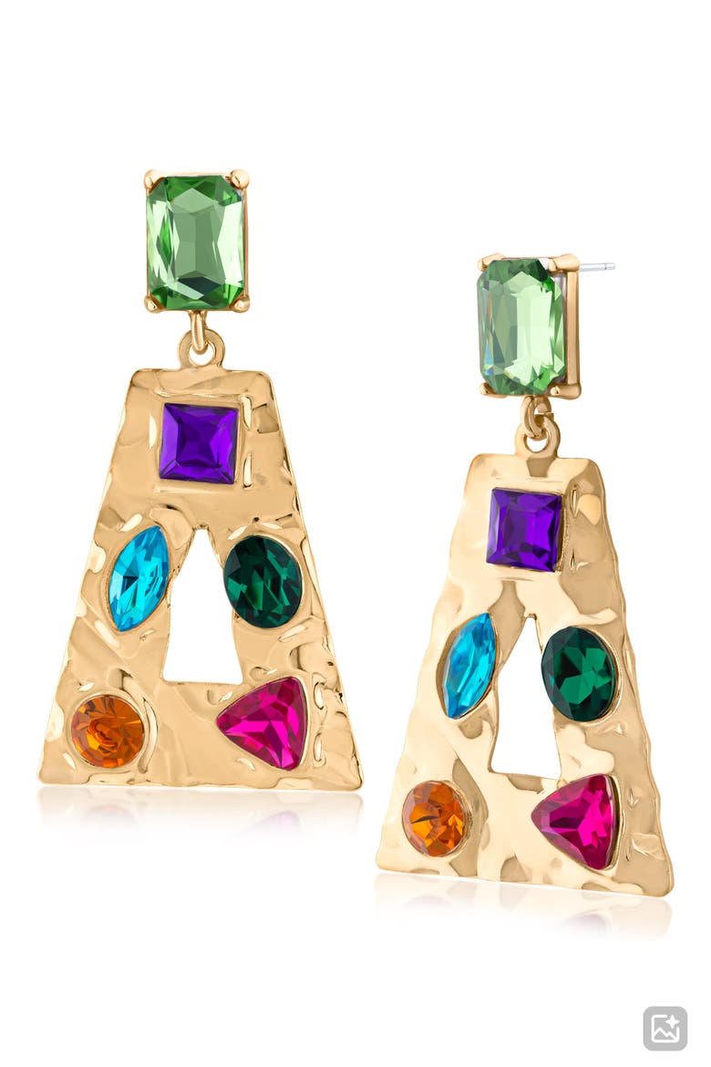 Geometric Crystal Drop Earrings (Nordstrom Exclusive), Main, color, MULTI/ GOLD