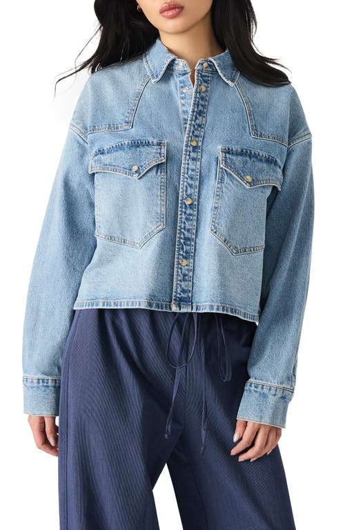 Steve Madden Rafi Denim Crop Shirt In Blue