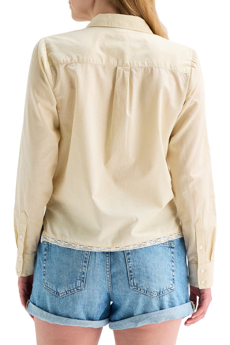 Stripe Lace Trim Button-Up Shirt, Alternate, color, NEUTRAL STRIPE