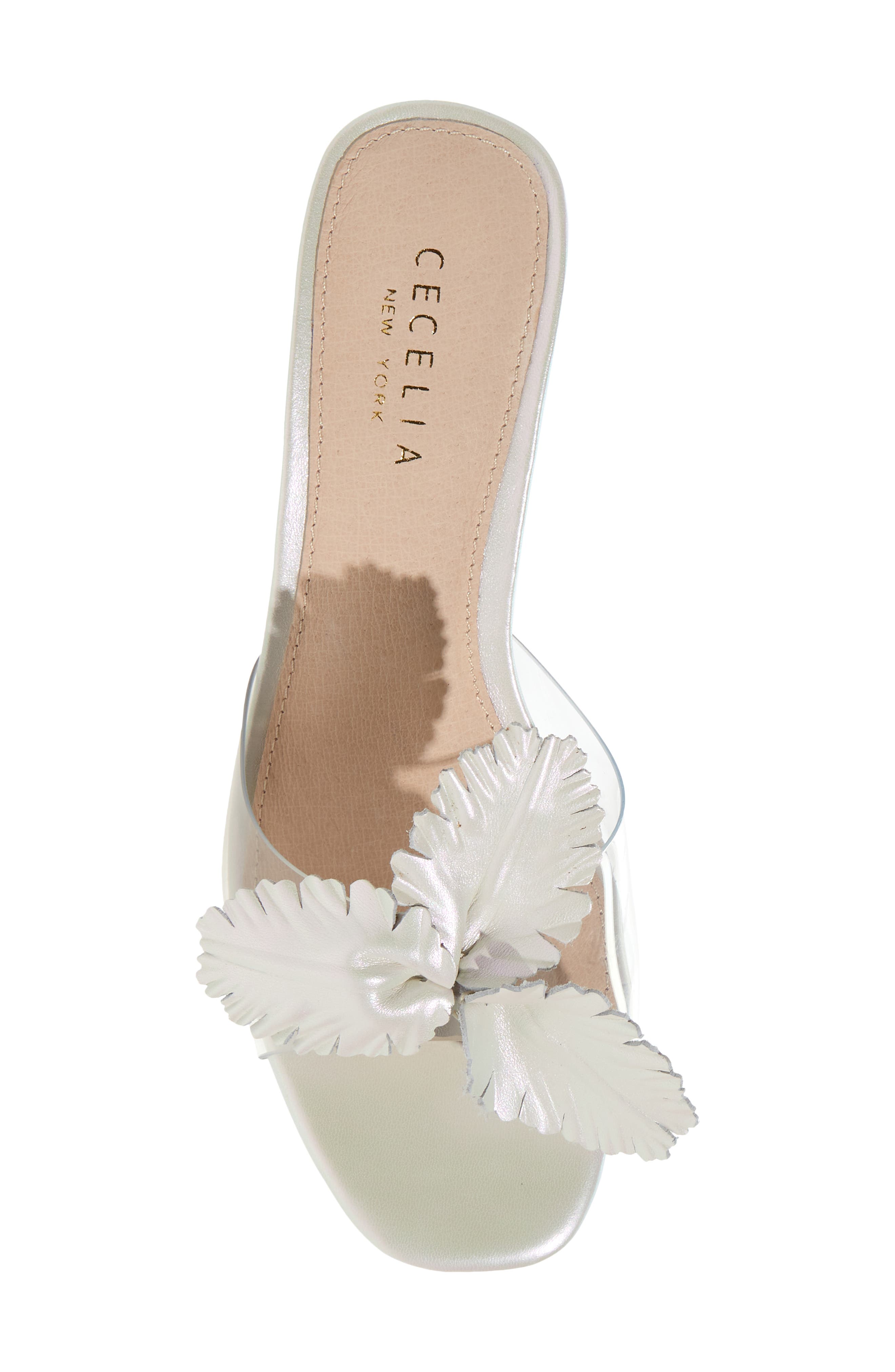 Park Ave Leather Flower Sandal, Alternate, color, PEARL WHITE