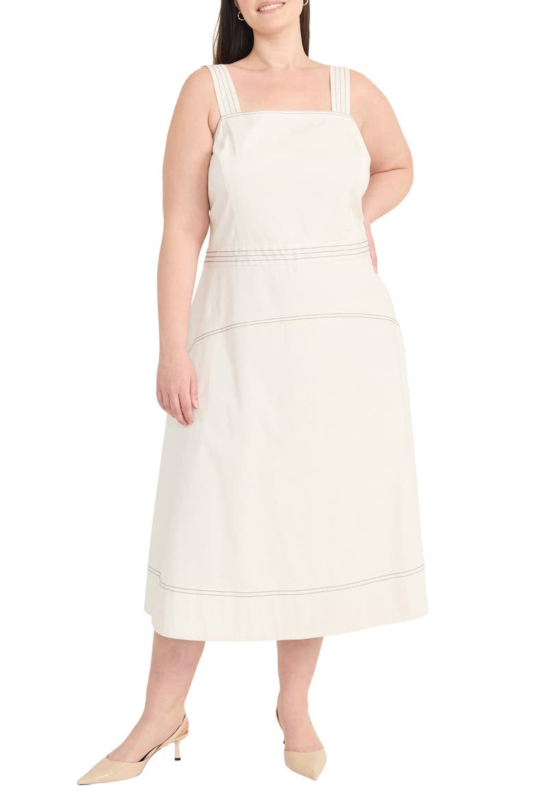 Sleeveless Yoke Skirt Midi Sundress, Main, color, SUGAR
