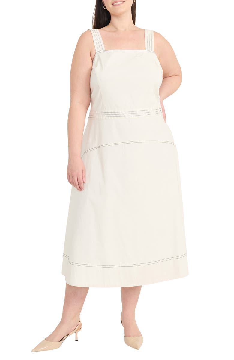 Maggy London Sleeveless Yoke Skirt Midi Sundress, Main, color, Sugar