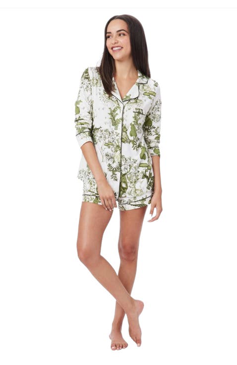 Pima Knit Holiday Long Sleeved Short Set