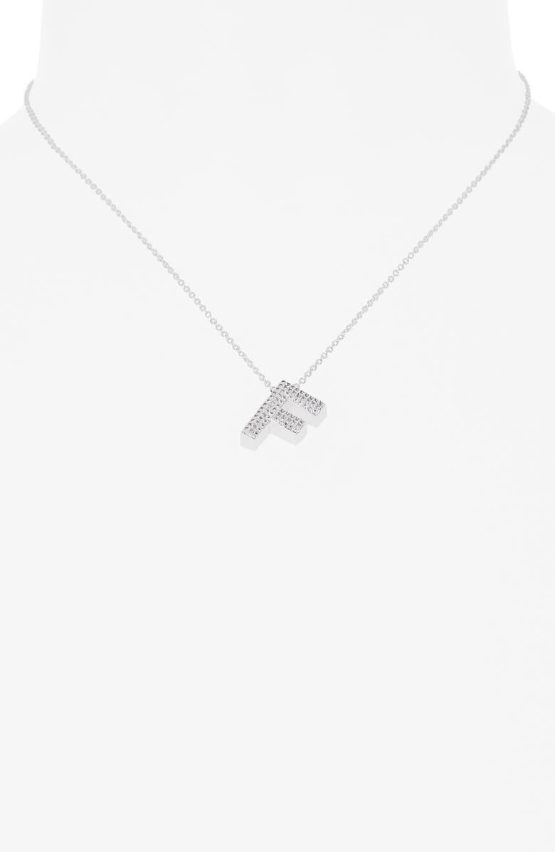 Leith Pavé Cubic Zirconia Initial Pendant Necklace, Alternate, color, F- Clear- Silver