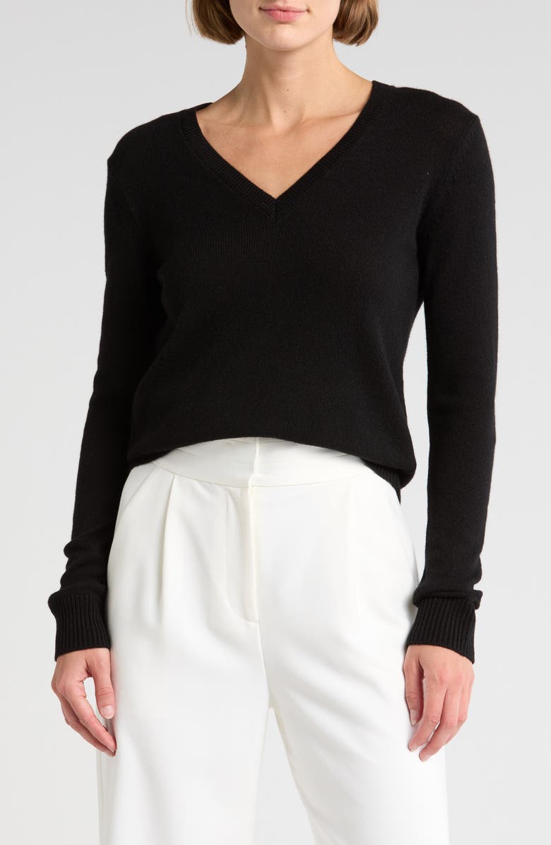 Theory V-Neck Long Sleeve Cashmere Sweater, Main, color, 