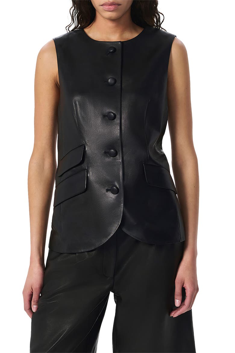 Slade Leather Vest, Main, color, BLACK