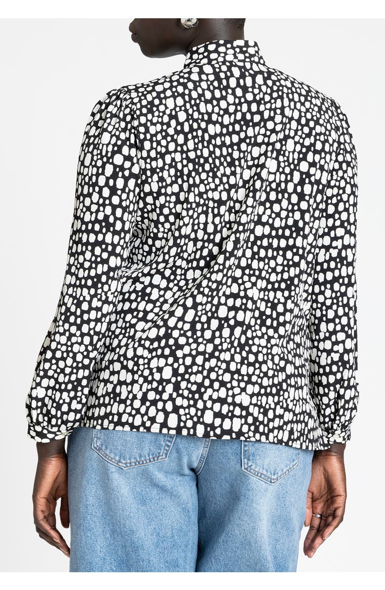 ELOQUII Printed Tie Neck Blouse, Alternate, color, Soft White Ground