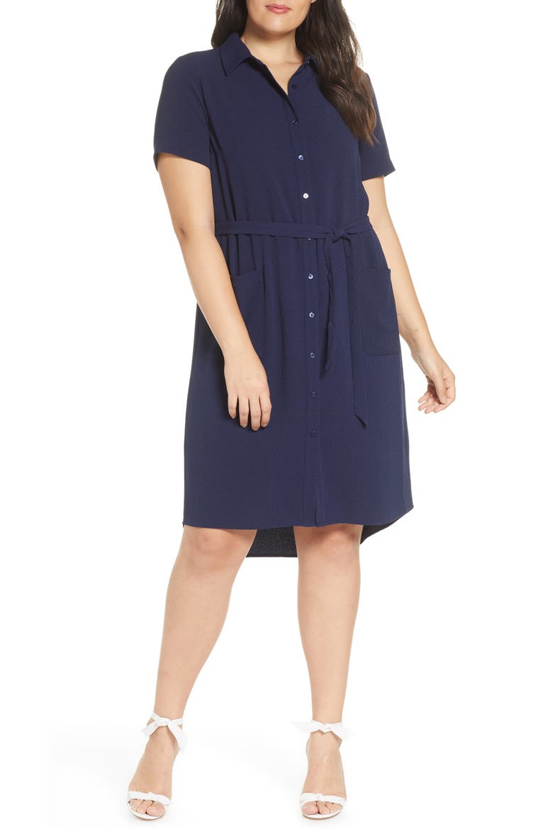 Everyday High/Low Shirt Dress, Alternate, color, NAVY PEACOAT