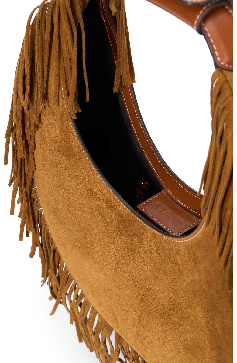 STAUD Moon Fringe Suede Top Handle Tote, Alternate, color,