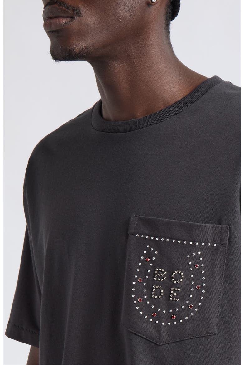Stud Horseshoe Cotton Pocket T-Shirt, Alternate, color, BLACK