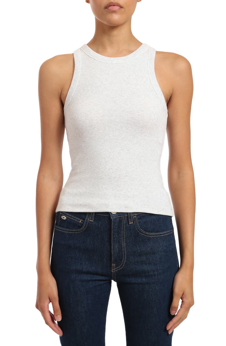 Mavi Jeans Ribbed Tank, Main, color, Snow Grey Melange