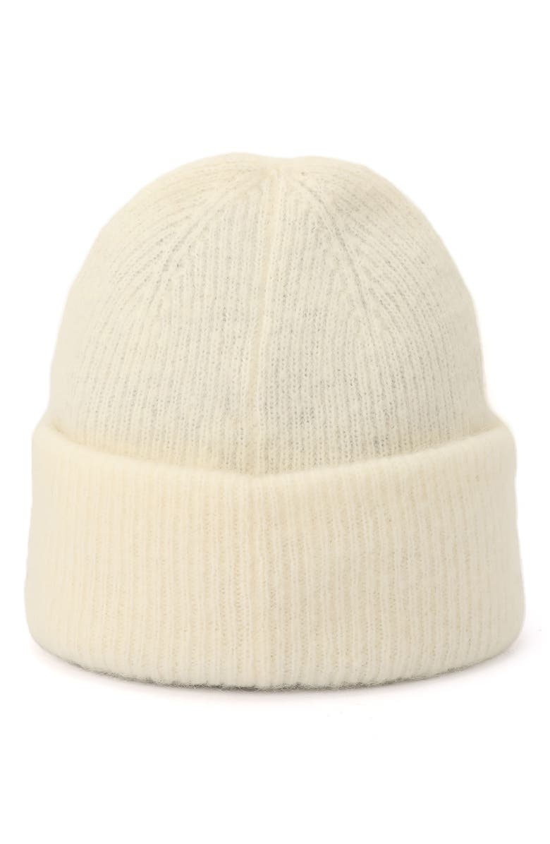COACH Leather Patch Rib Beanie, Alternate, color, 