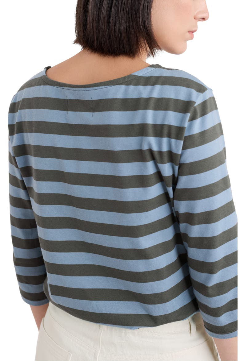 Sailor Stripe Three-Quarter Sleeve Organic Cotton Top, Alternate, color, CORNISH NORI