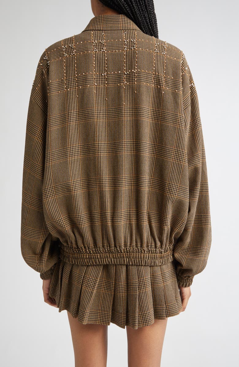 Golden Goose Journey Glen Plaid Crystal Embellished Wool Bomber, Alternate, color, Brown/ Beige