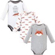 Hudson Baby Cotton Long-Sleeve Bodysuit 3Pk
