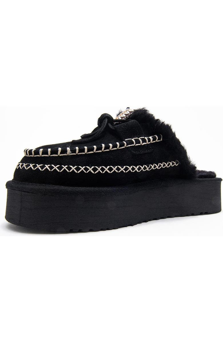 Forever & Always Shoes Yalina Leather Platform Moccasin Slippers, Alternate, color, Black Suede Leather
