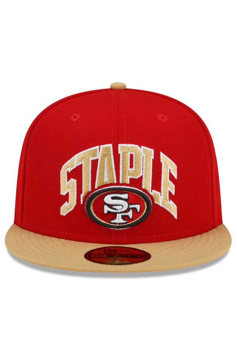 New Era x Staple Men's New Era Scarlet/Gold San Francisco 49ers NFL x Staple Collection 59FIFTY Fitted Hat, Alternate, color, Scarlet