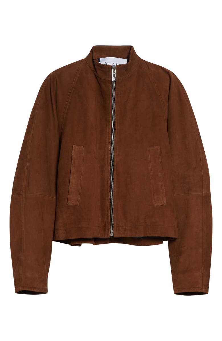 Alaïa Round Suede Jacket, Main, color, Noisette