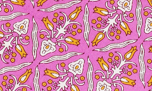 Tiramisu Orchid Luxe Block Print Cotton Table Runner In Pink