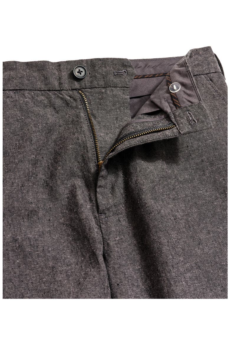 Flat Front Linen & Cotton Pants, Alternate, color, CHARCOAL