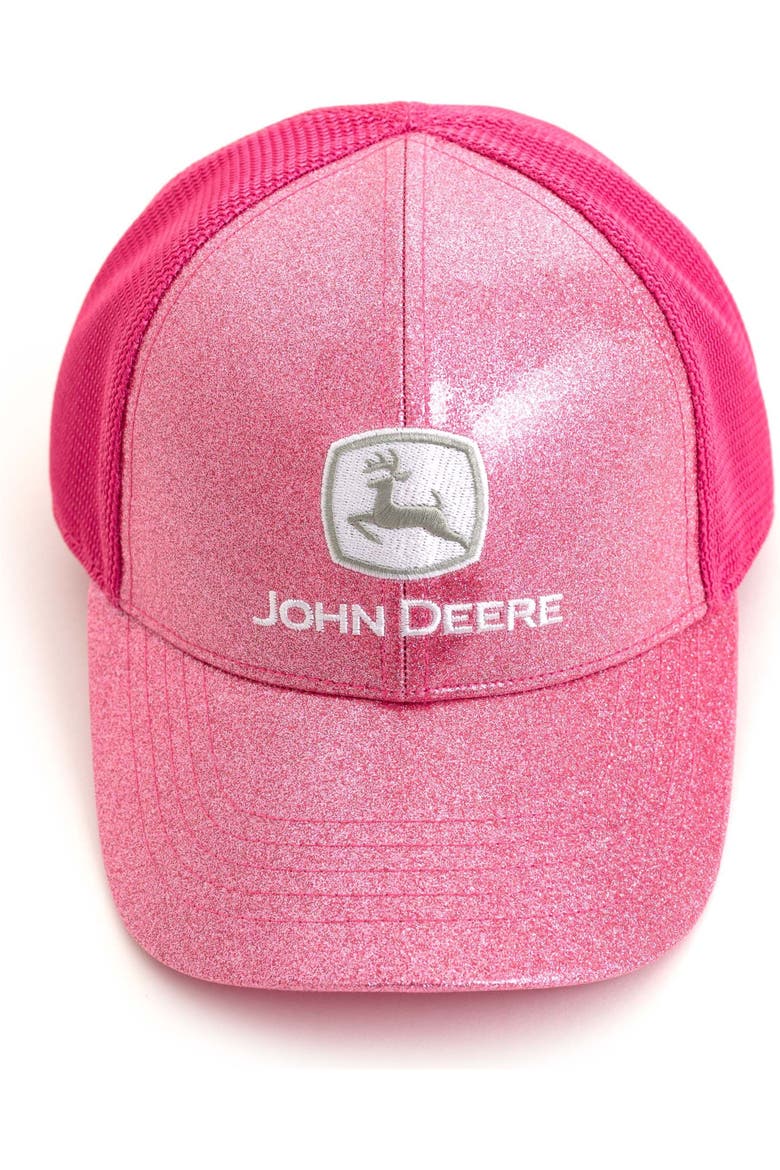 Girls' Snapback Trucker Baseball Cap, Main, color, Pink Glitter