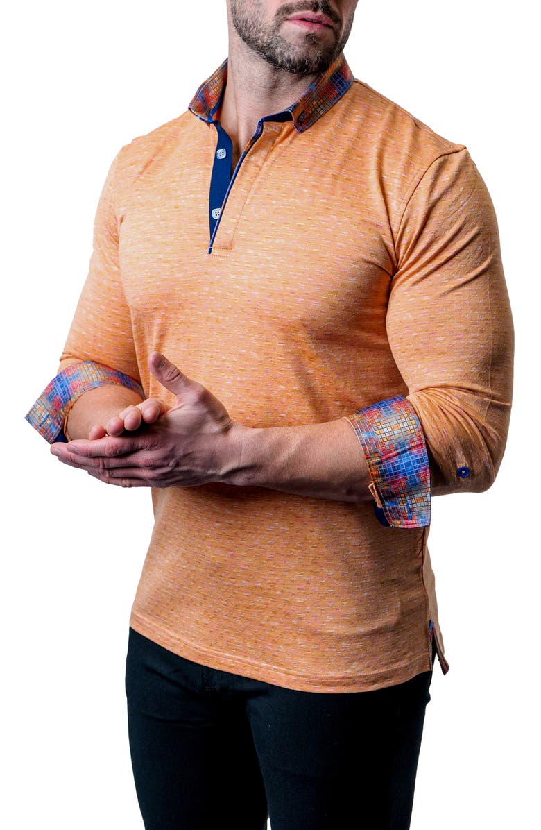 Maceoo Newton Sand Brown Long Sleeve Polo, Alternate, color, 