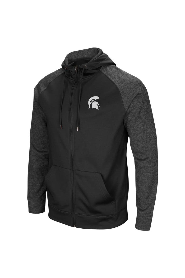 Men's Colosseum Black Michigan State Spartans Big & Tall Blackout Raglan Full-Zip Hoodie, Alternate, color, Black