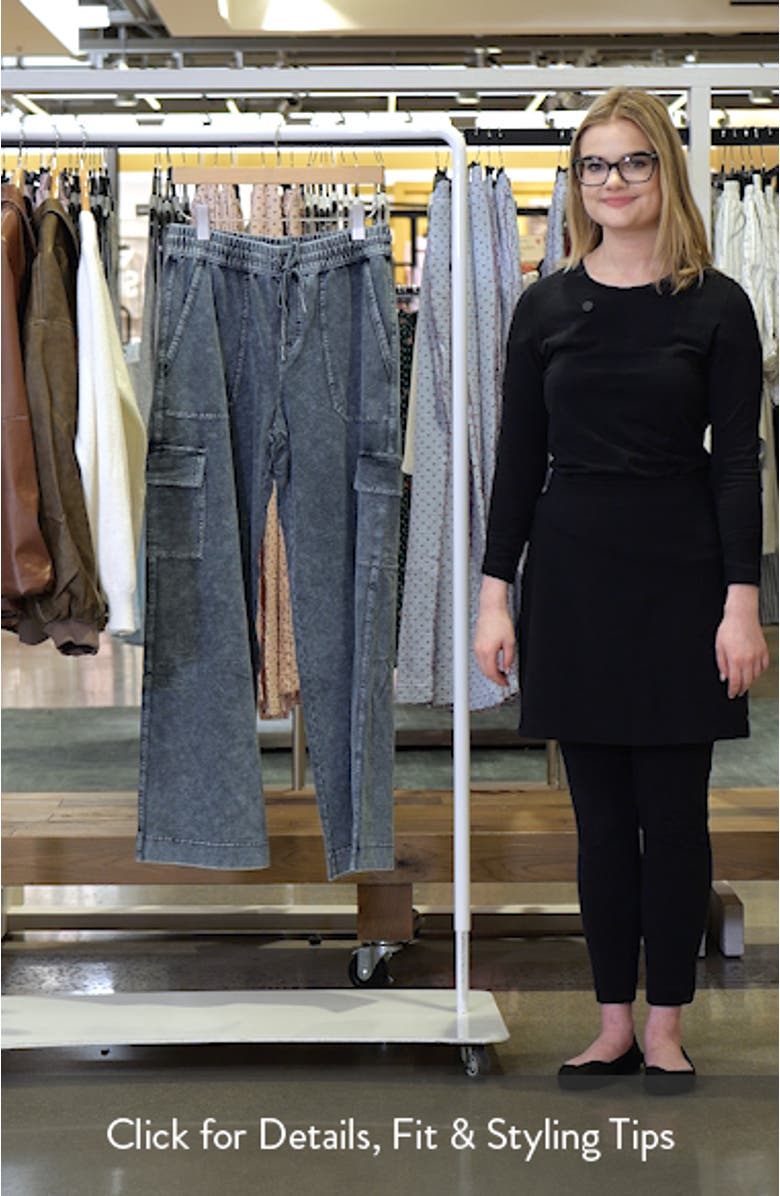 Gwen Indigo Cotton Blend Terry Cargo Sweatpants, sales video thumbnail