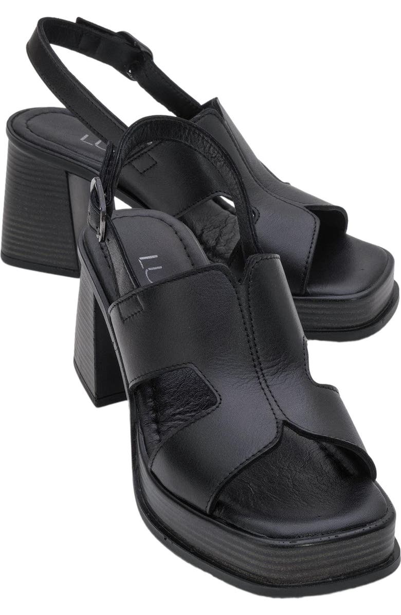 Forever & Always Shoes Zennia Leather Platform Sandal, Alternate, color, Black Leather