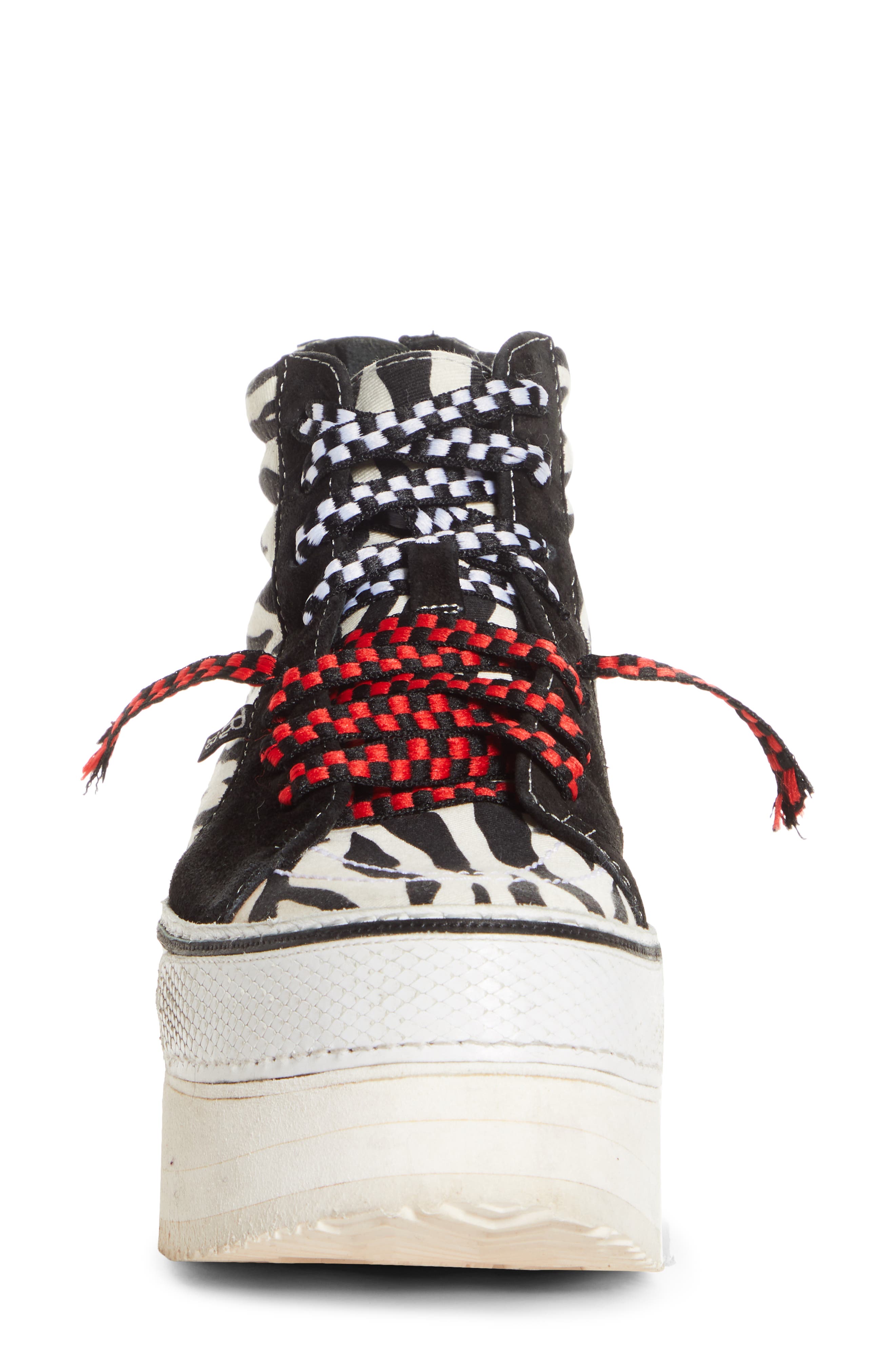 R13 Zebra Print Platform High Top Sneaker, Alternate, color, 
