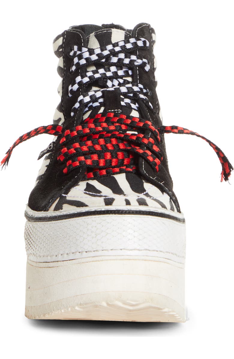 R13 Zebra Print Platform High Top Sneaker, Alternate, color,