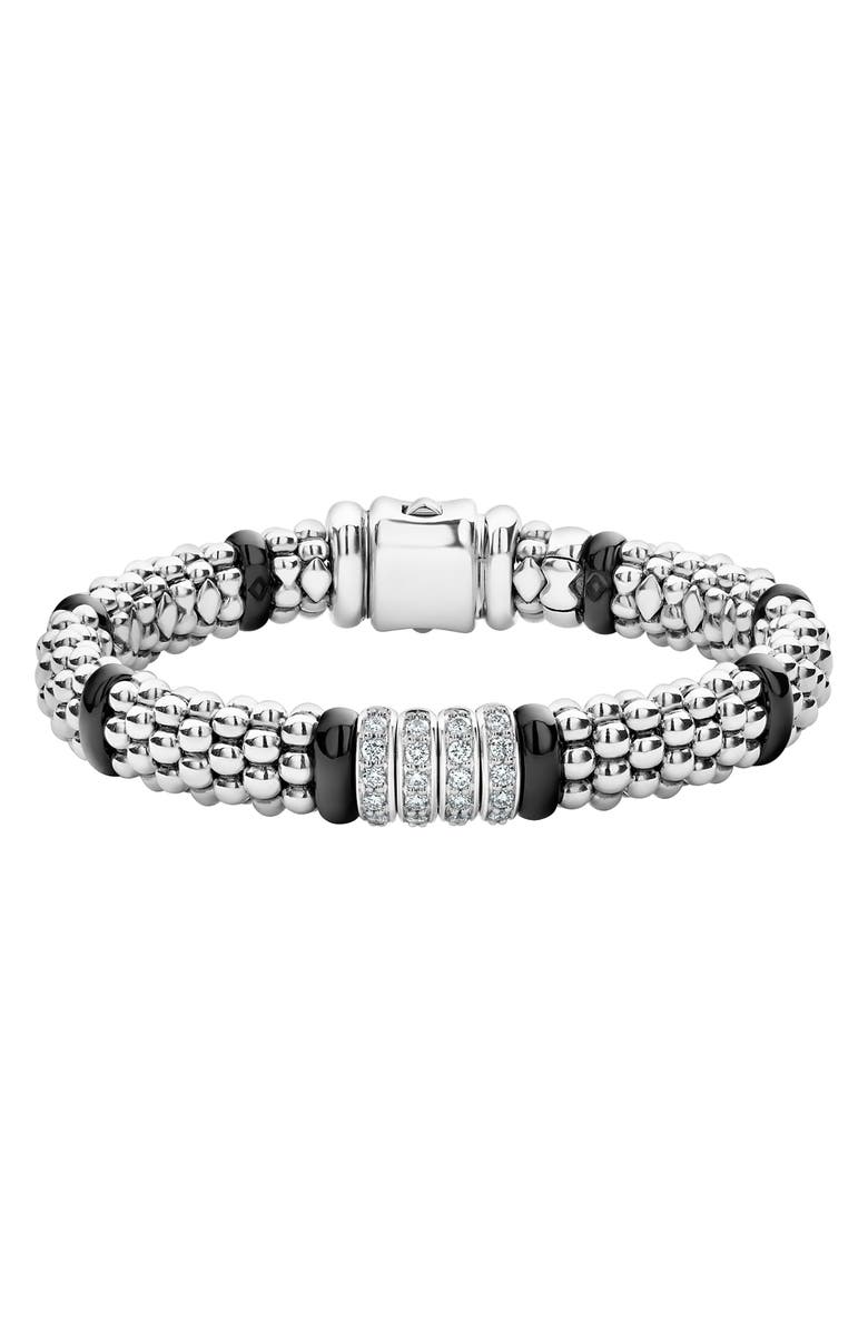 LAGOS Black Caviar Diamond 4-Link Bracelet, Main, color, 