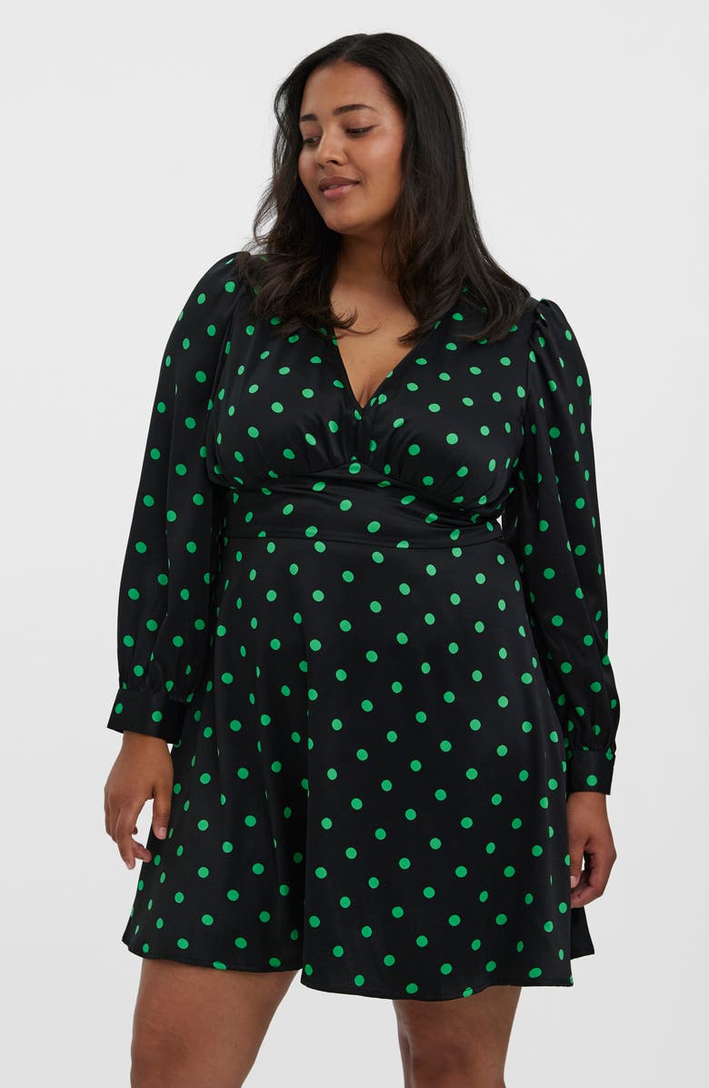 VERO MODA CURVE Messi Polka Dot Long Sleeve Dress, Alternate, color, 
