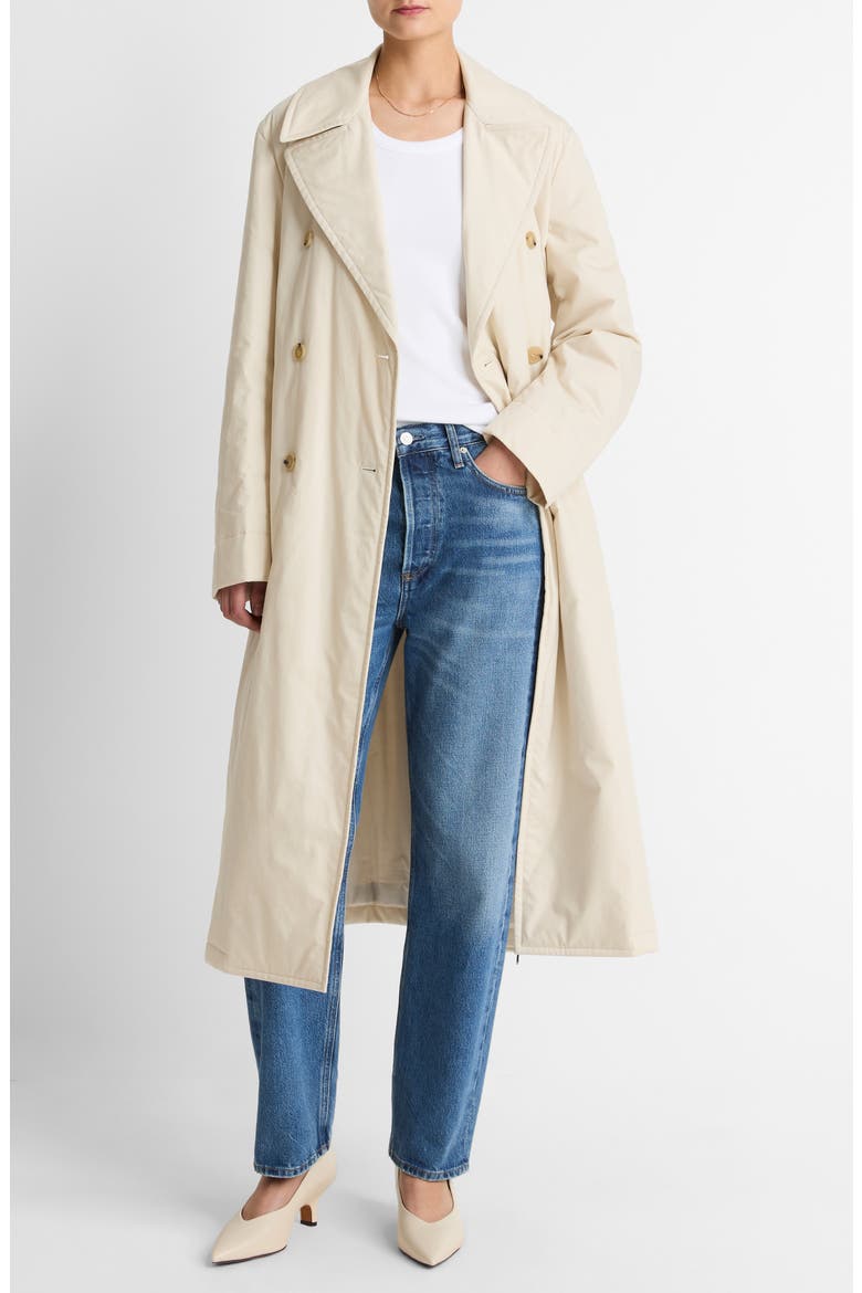 Insulated Long Cotton Coat, Main, color, WHITE TEA