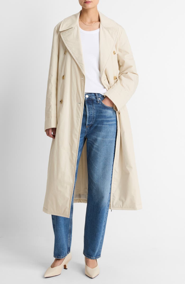 Vince Insulated Long Cotton Coat, Main, color, White Tea