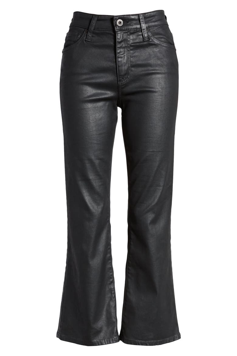 The Quinne Coated High Waist Crop Flare Jeans, Alternate, color, LEATHERETTE LT-
