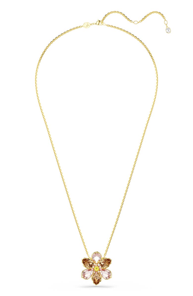 Swarovski Idyllia Crystal Flower Brooch Pendant Necklace, Alternate, color, Gold/ Multi