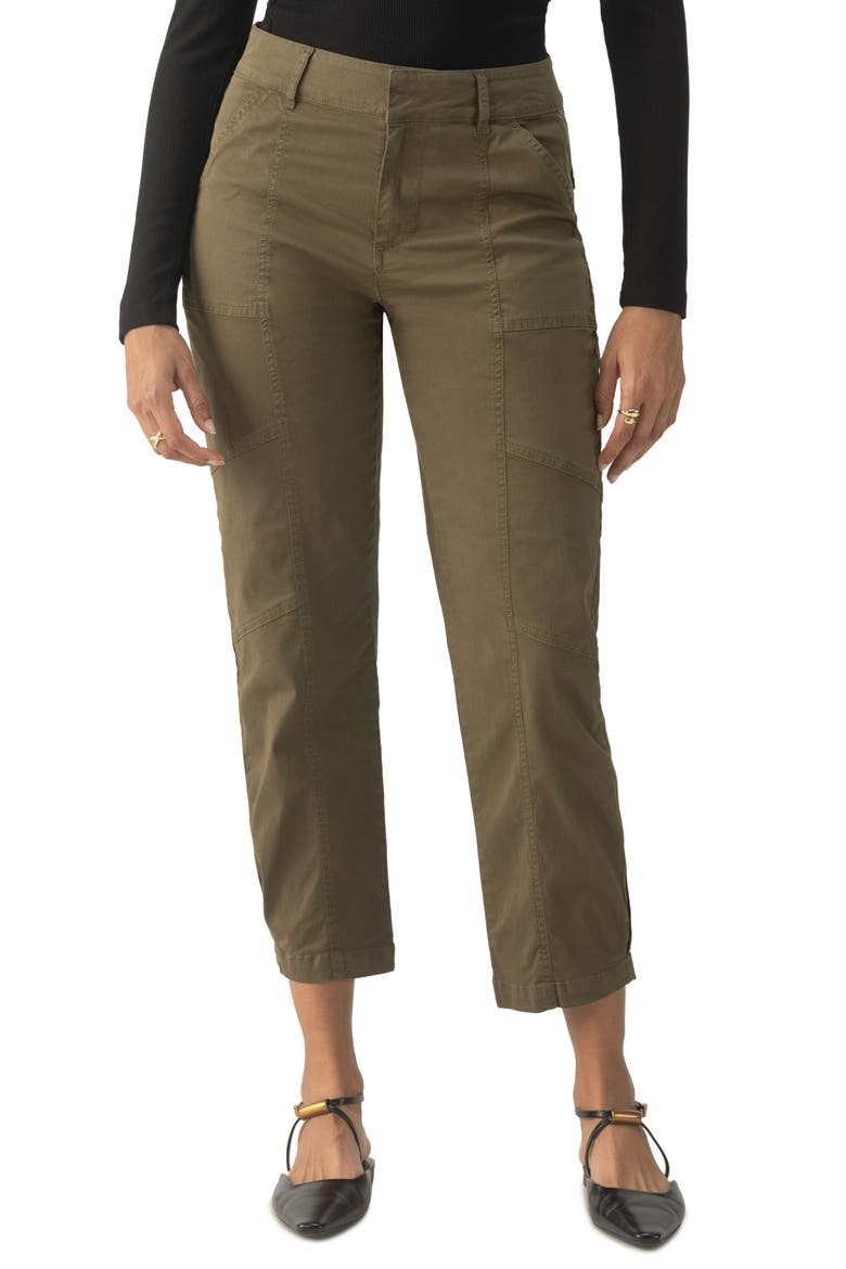 Sahara Tapered Stretch Cotton Utility Pants, Main, color, BURNT OLIVE