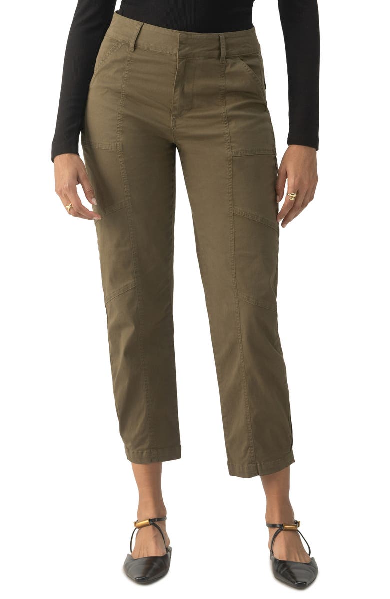 Sanctuary Sahara Tapered Stretch Cotton Utility Pants, Main, color, Burnt Olive