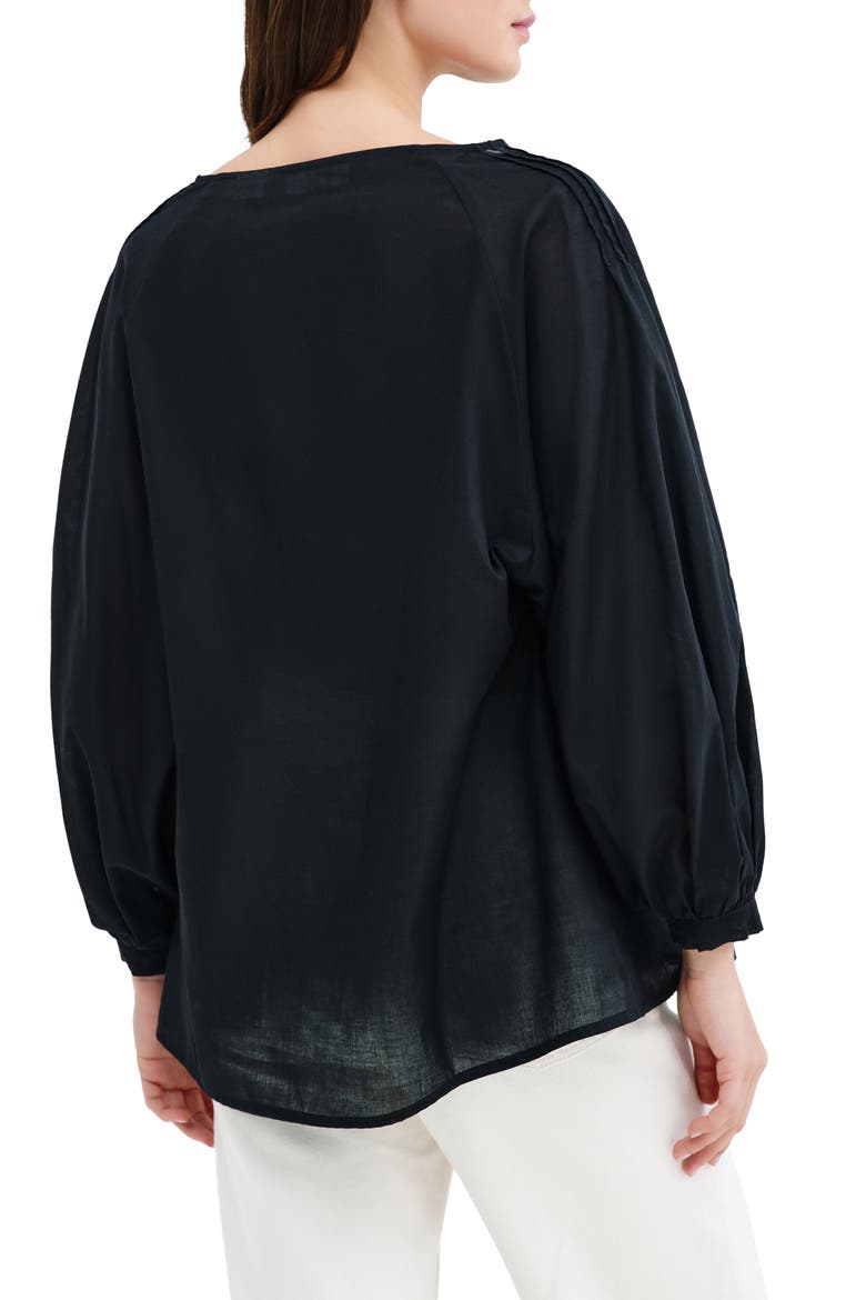 Kissena Cotton Popover Top, Alternate, color, BLACK