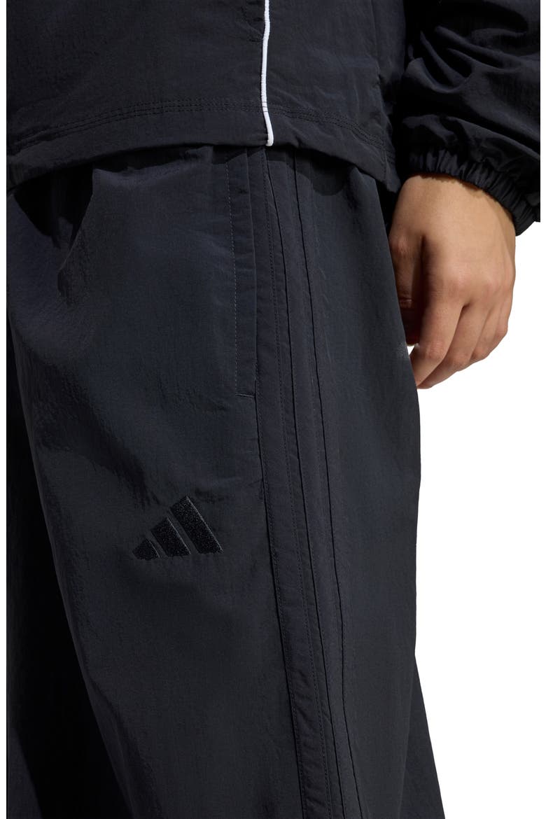Iconic 3-Stripe Wide Leg Track Pants, Alternate, color, BLACK