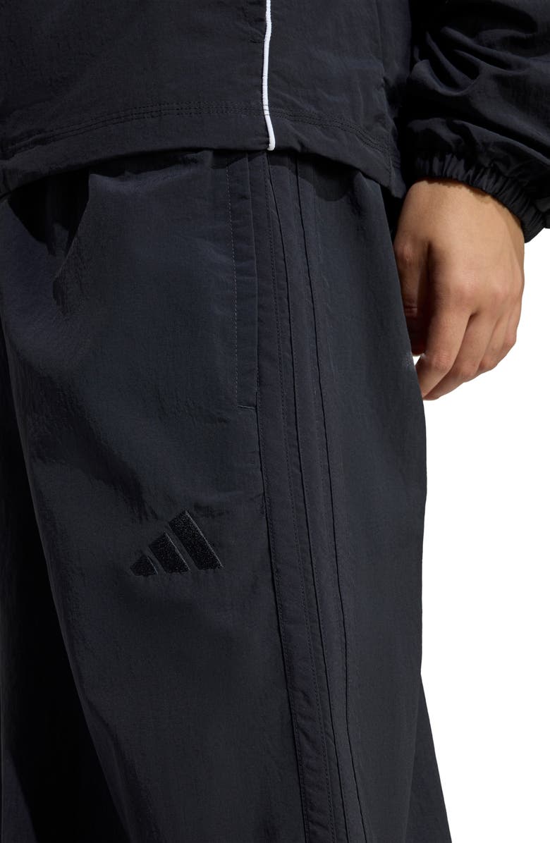 adidas Iconic 3-Stripe Wide Leg Track Pants, Alternate, color, Black