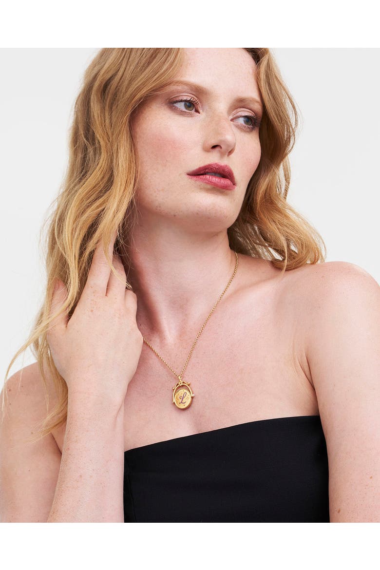 L Initial Lavender Gold Spinner Chain Necklace, Alternate, color, Gold
