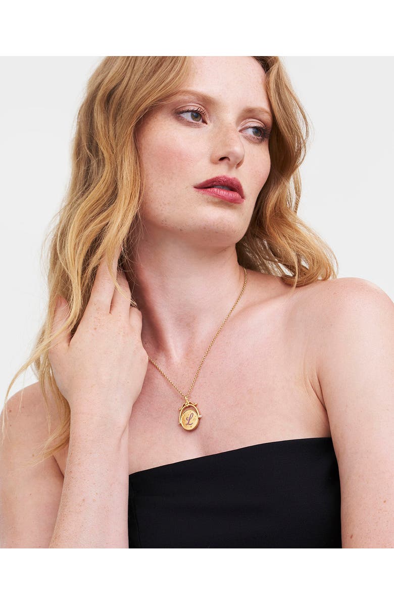 Fable England L Initial Lavender Gold Spinner Chain Necklace, Alternate, color, Gold