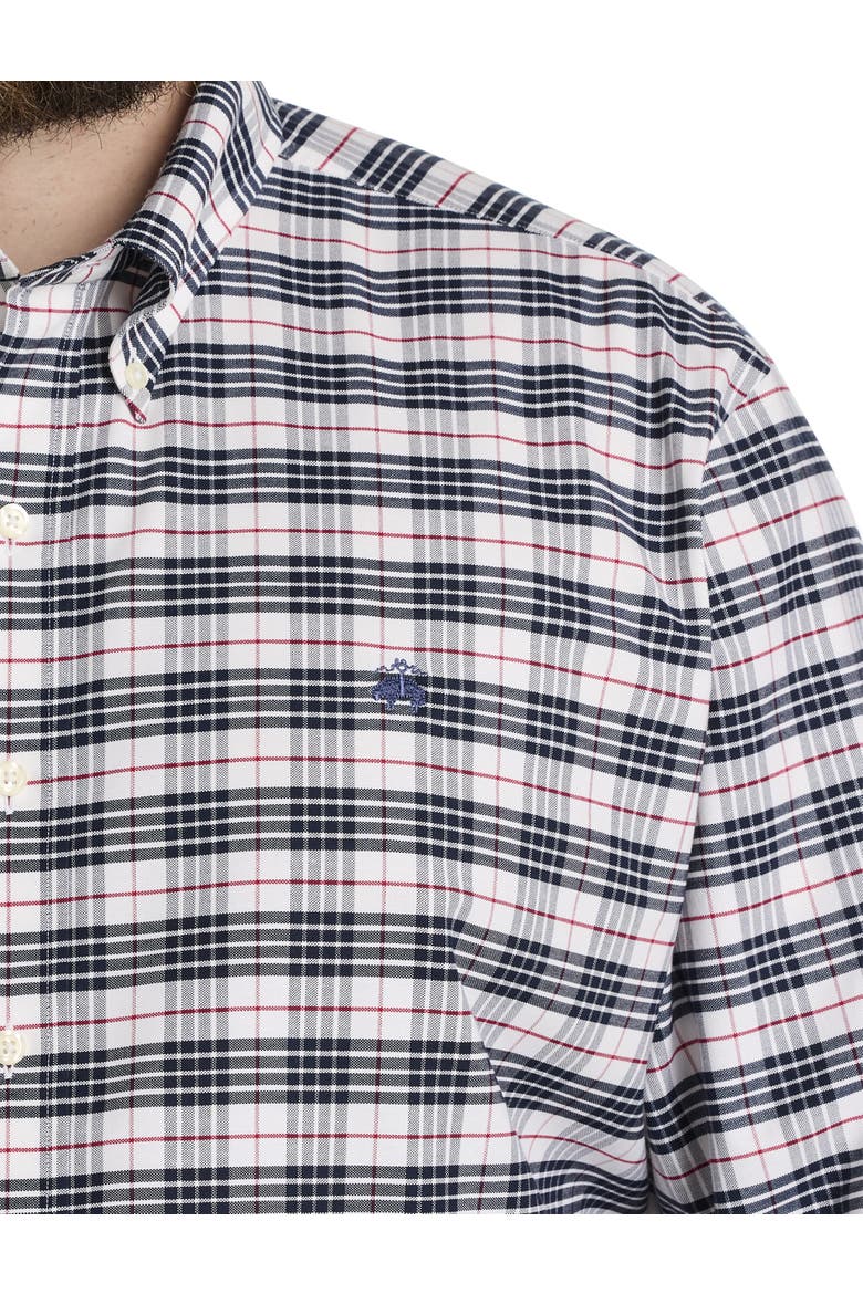 Big & Tall Non-Iron Tartan Plaid Sport Shirt, Alternate, color, WHITE NAVY TARTAN
