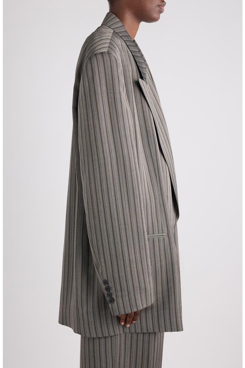 Bliss Stripe Double Breasted Blazer, Alternate, color, GREY