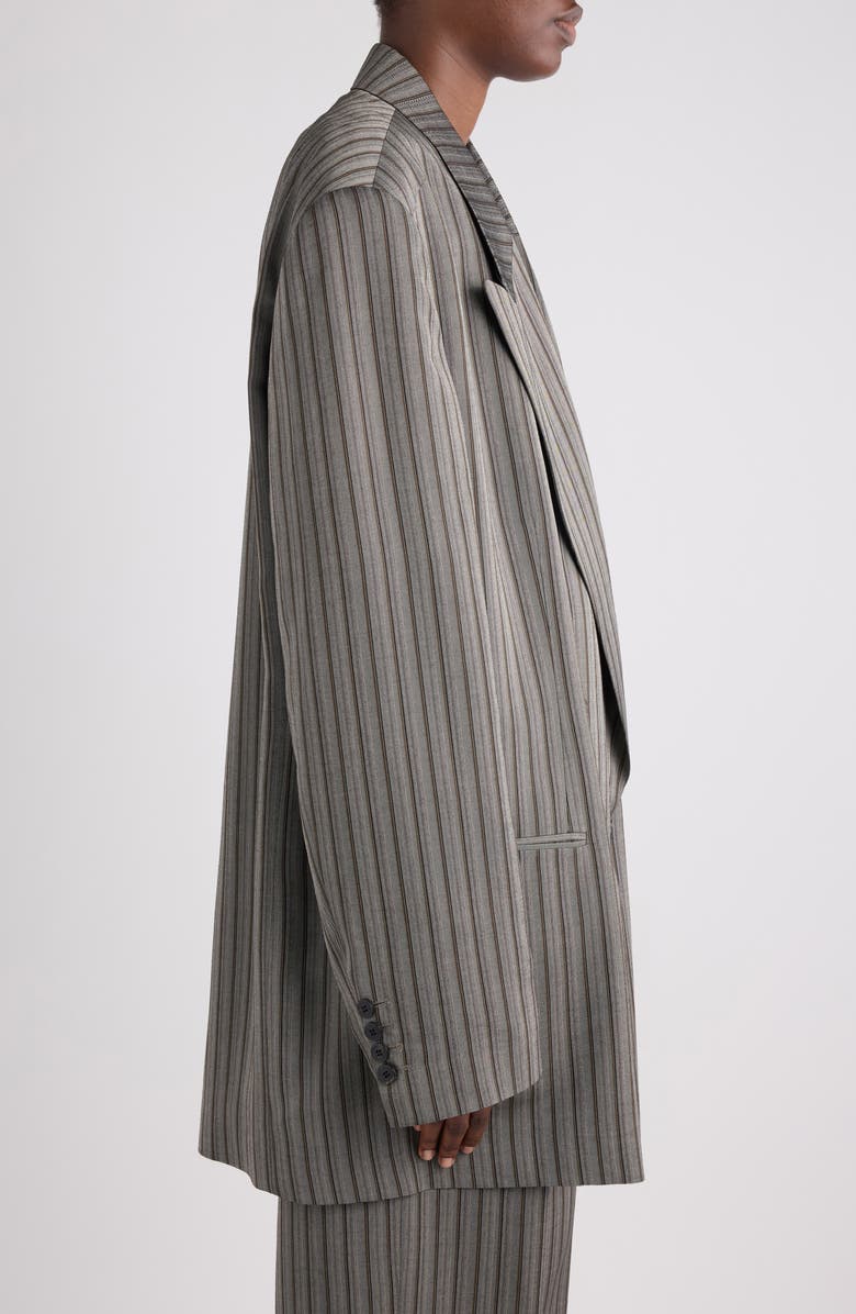 Dries Van Noten Bliss Stripe Double Breasted Blazer, Alternate, color, Grey