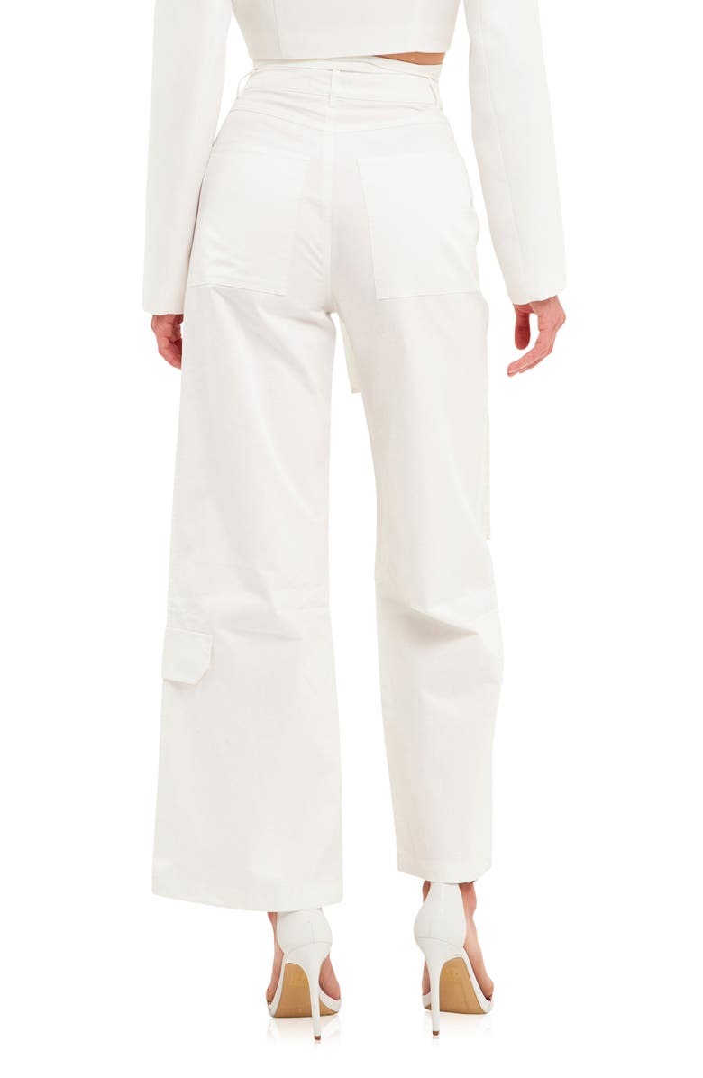 English Factory Wide Leg Cargo Pants, Alternate, color, White