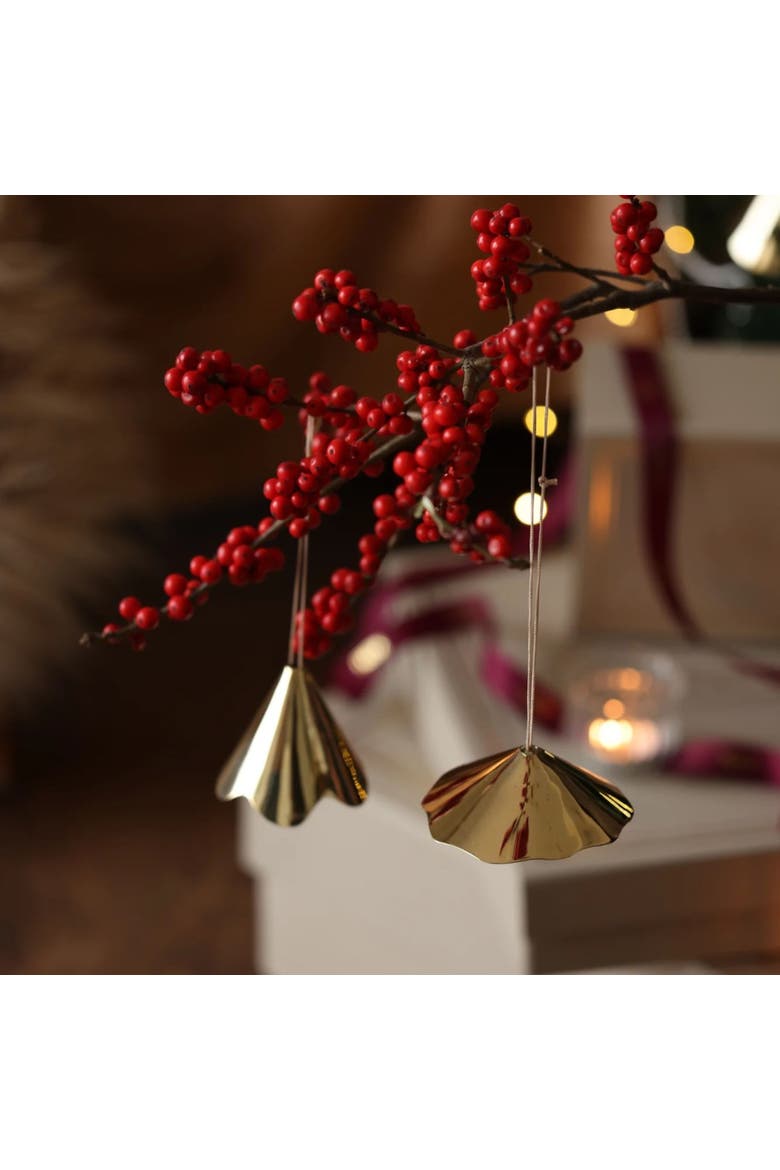 Petunia Flower Ornaments, Set of 2, Alternate, color, Brass
