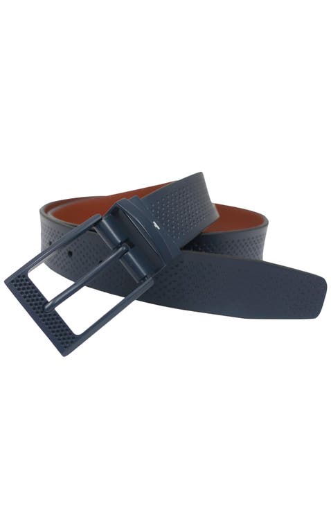 Golf Reversible Embossed Perf to Smooth Texture Leather Belt